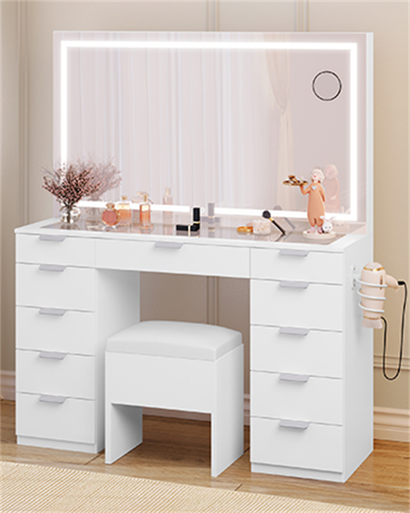 Makeup Vanity with Large Lighted Mirror_11
