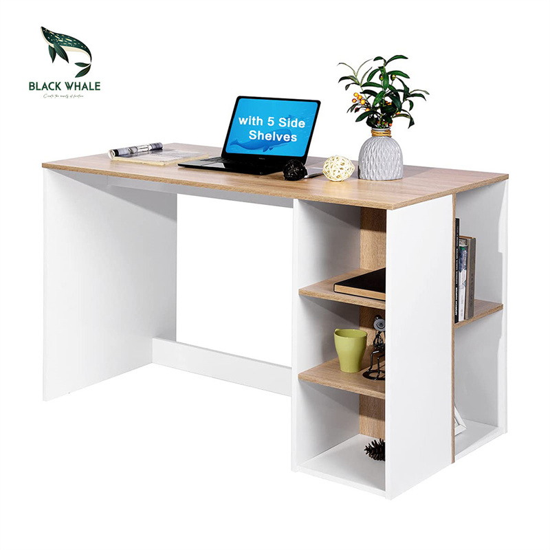 Modern Home Study Tables Standing Office Furniture Computer Desk With Bookshelf